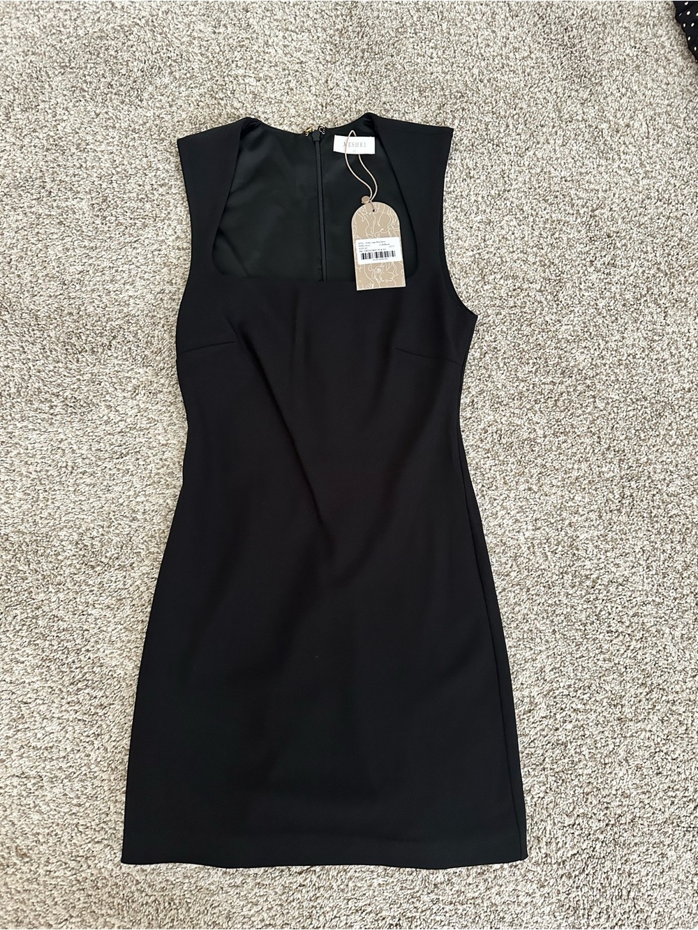 Meshki Black Square-Neck Mini Dress